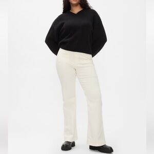 NWT Gap High Rise Corduroy '70s Flare Stretch Pants Ivory Beige Frost Size 32/14